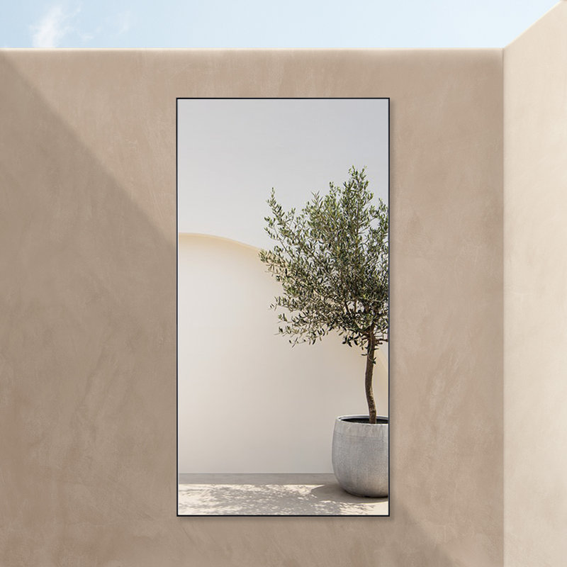 Hamall Metal Flat Wall Mirror, 200cm H x 100cm W, Black