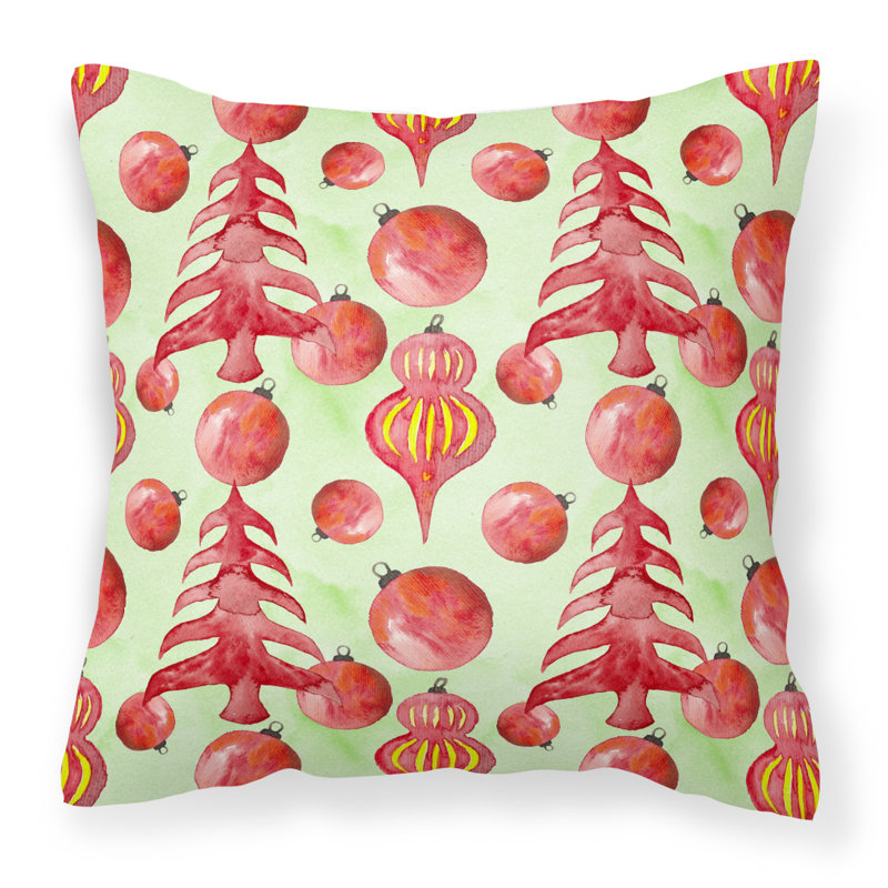 Coussin extérieur arbre de noël et ornements, 18 po x 18 po