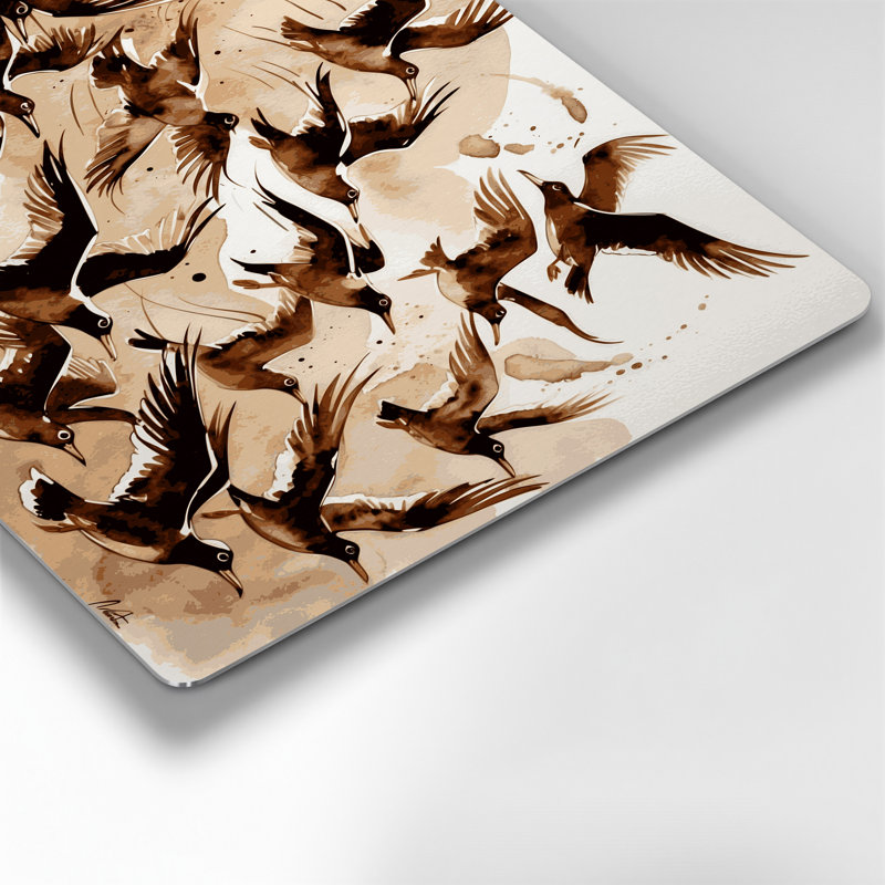 Oiseaux, art mural en métal beige, H 20 po x l 30 po