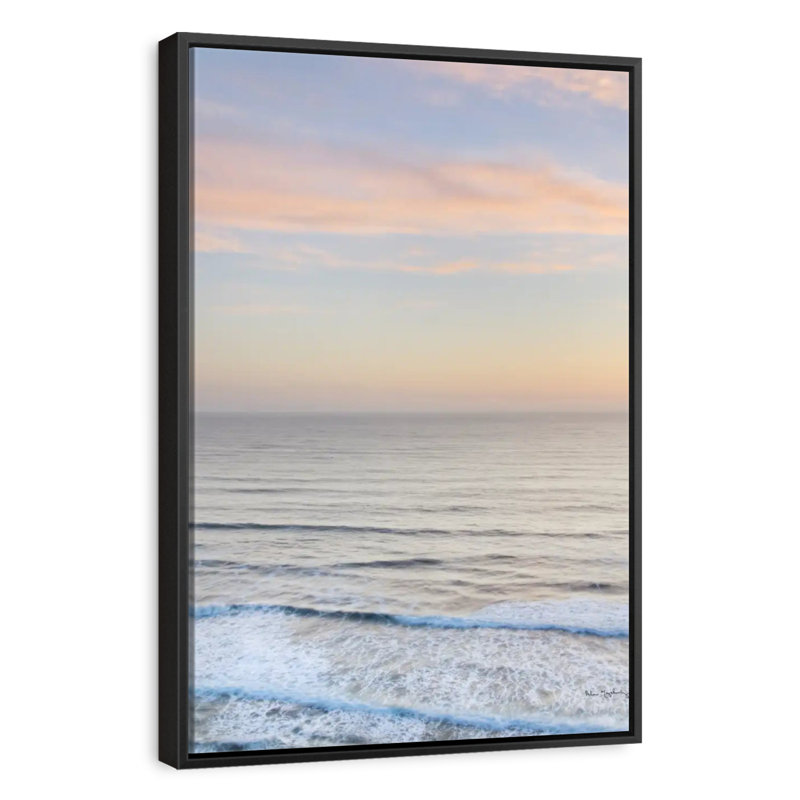 Coucher de soleil sur la côte de Redwoods, Cadre flottant noir, 29 po x 43 po