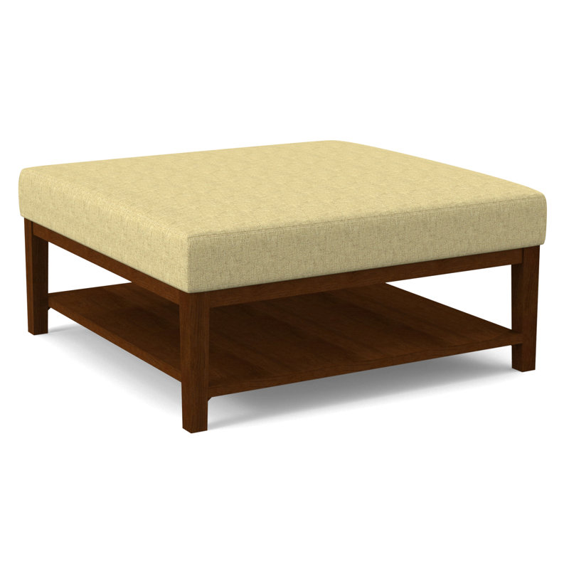 Hammond Upholstered Ottoman, Coffee Finish, White Performance Fabric; 0851-94