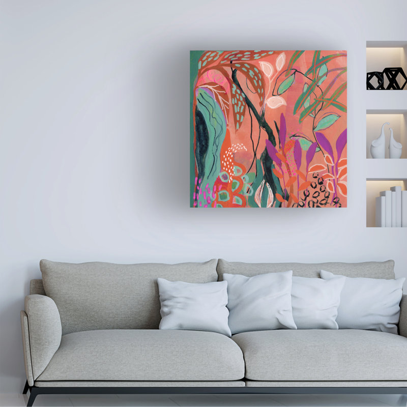 Art mural sur toile tendue - «Peach Forest» de Suzanne Allard pour décoration de salon, de chambre à coucher ou de bureau - 14 x 14