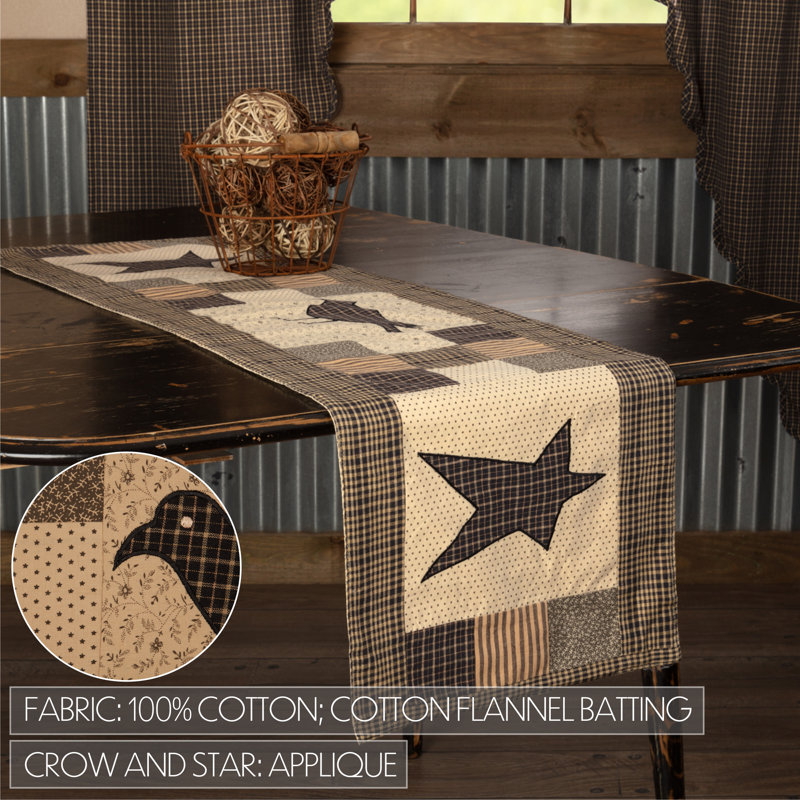 Kettle Grove Crow and Star Runner 100% Cotton Table Runner, 13" W x 48" L