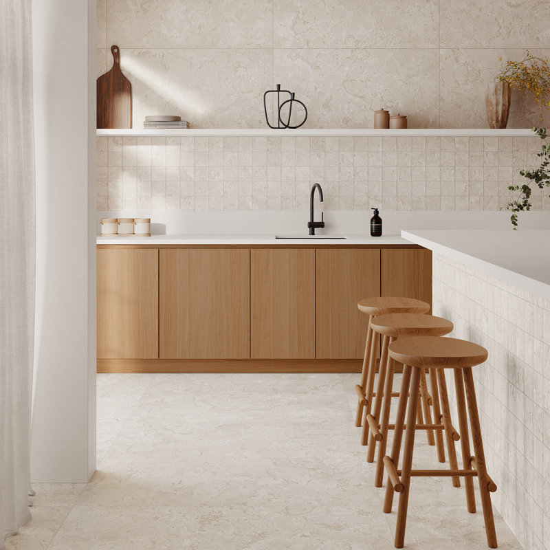Carreau de porcelaine émaillée espagnol 12 po x 24 po (5 PCS, 10,76 pieds carrés / caisse), Blanc
