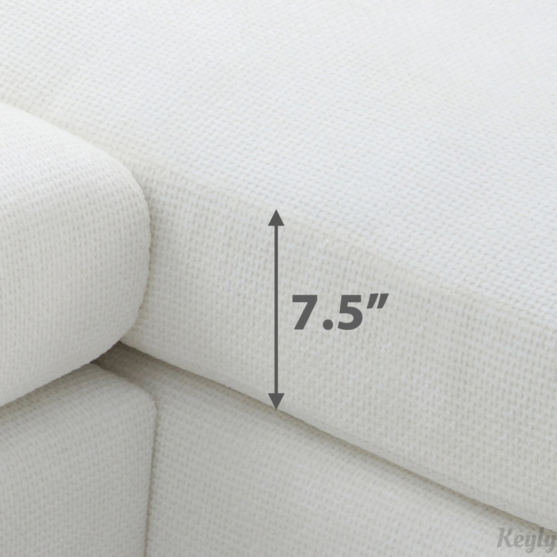 Emerton Modern Oversized Sectional Sofa, White Chenille