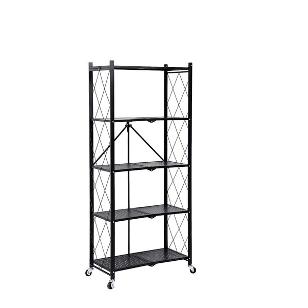 COOKCOK 4-Tier Storage Shelving Unit,Heavy Metal Shelf,Foldable