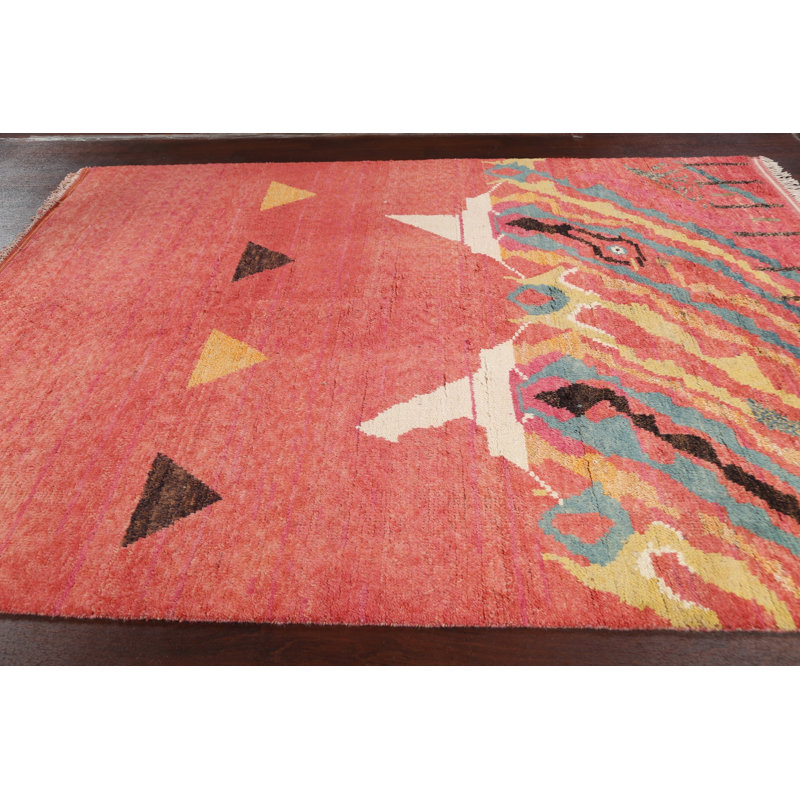 Tapis marocain abstrait en laine noué à la main 8 x 11