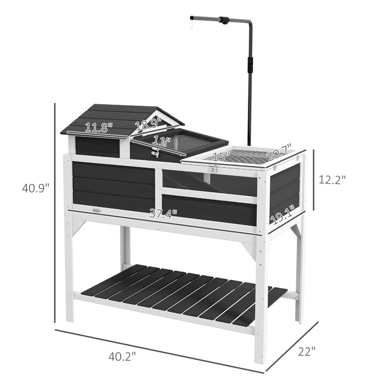 Tortoise Habitat With Adjustable Lamp Holder, 2 Layer Tortoise Enclosure With Storage Shelf, Removable Main House, Fixed Tray, Openable Lid, Gray