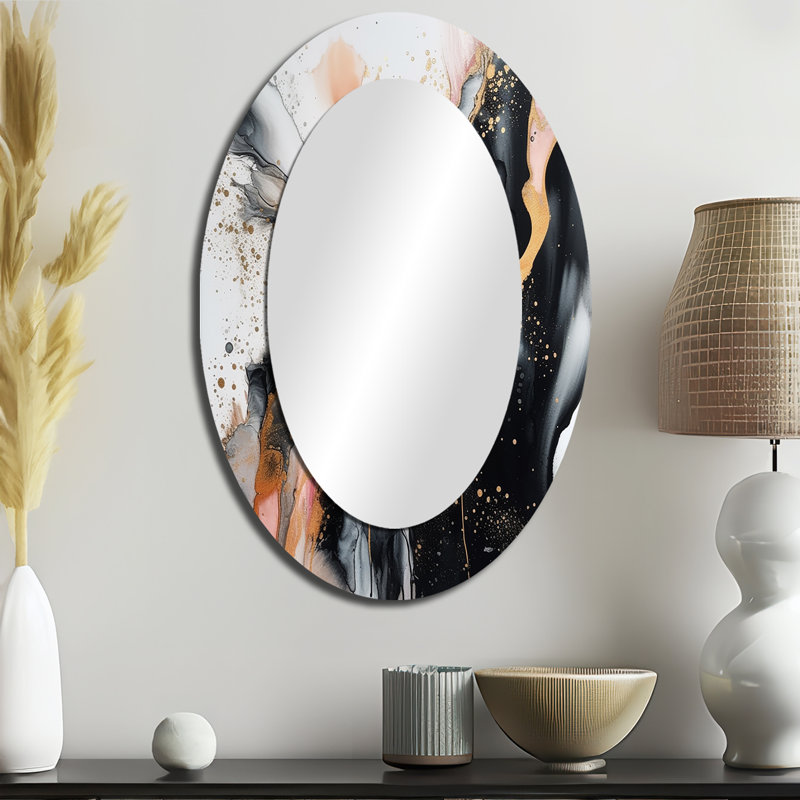 Miroir mural noir et or fluide, 36 po x 24 po