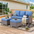 Ensemble de canapé d'extérieur en osier avec repose-pieds Jenesys - Confortable, durable pour les patios et les jardins