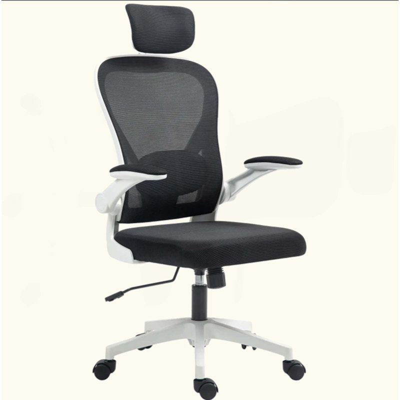 Chaise de bureau en filet, chaise de bureau ergonomique avec accoudoirs rabattables
