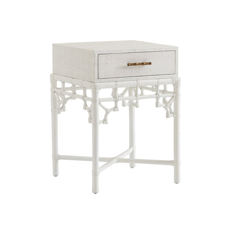 Arvida 20'' W Bamboo / Rattan Nightstand, White