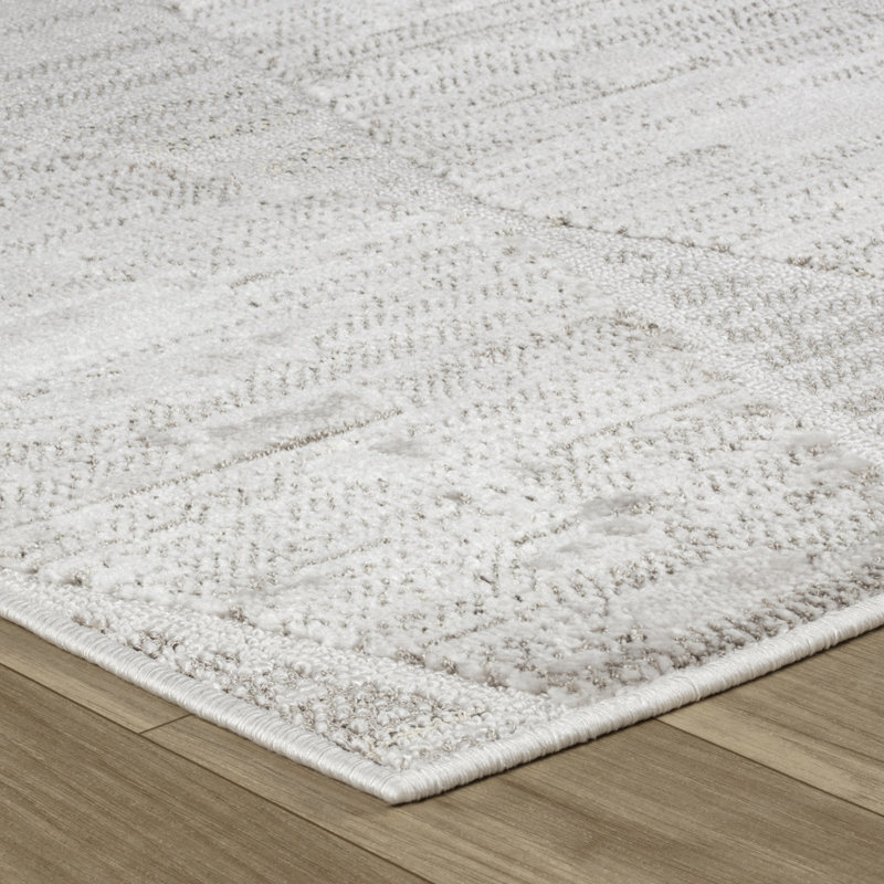 Grey Geometric Distressed Area Rug