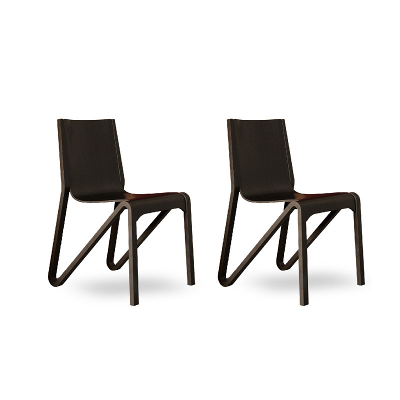 Chaises de salle à manger modernes et simples avec dossiers en bois massif, Noir