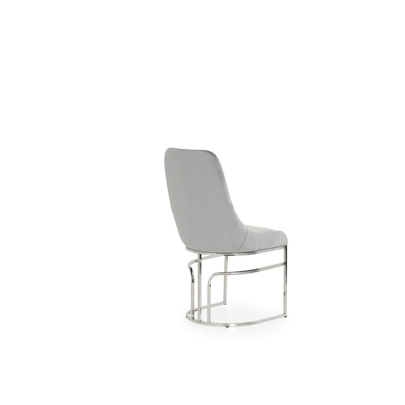 Chaises de salle à manger en velours gris avec pieds en acier - Design moderne et élément intérieur confortable, Gris