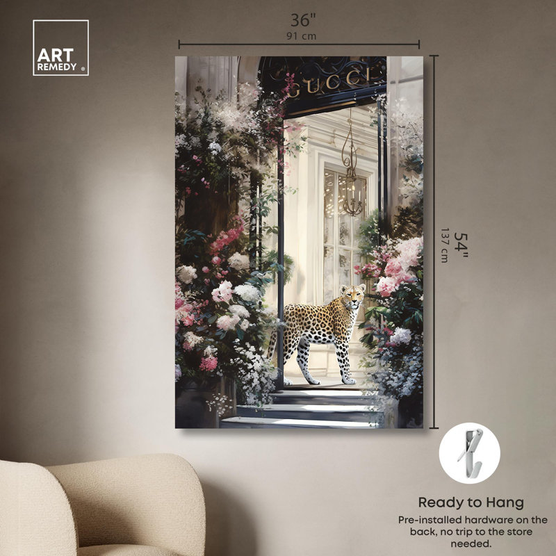 Art floral sur toile, devanture fleurie, Toile tendue, H 54 po x l 36 po