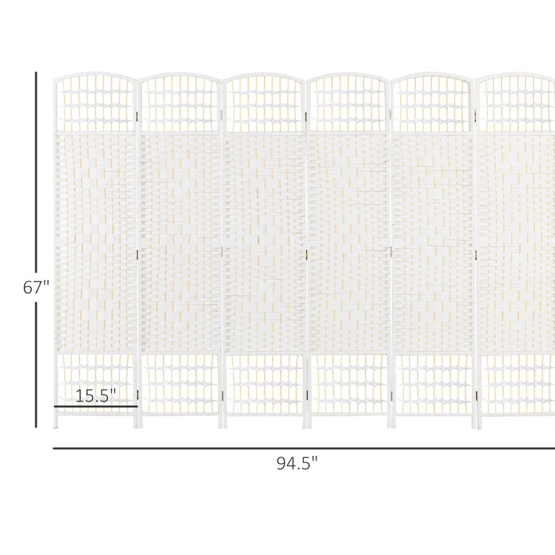 Cloison de séparation en fibre White Wave, paravent 6 panneaux 5,6 pi, intimité. Élégant pour le bureau à domicile, fabrication légère, écran d'intimité, cloison. Idée élégante et pliable