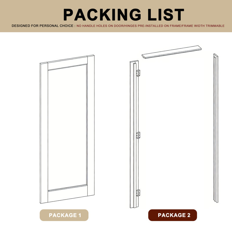 Interior Door Slab with Matching Frame – 3 Lite Clear Glass Black MDF Interior Door for Modern Living Spaces, Right