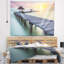Grand pont en bois seascape de pilier dans le tapisserie du soleil-28507311