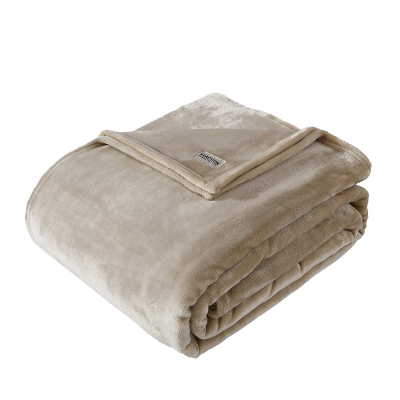 Kenneth Cole Ultra Soft Fleece Blanket, Beige, Full/Queen