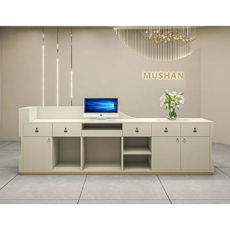 Clermeau L-Shape Manufactured Wood Reception Desk, 60cm H x 240cm W x 100cm D, Blue