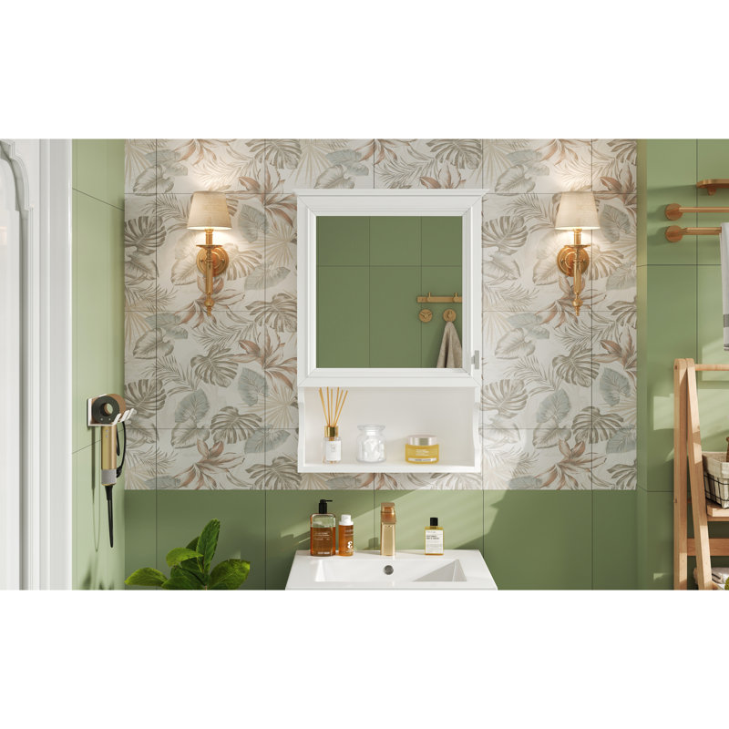 Armoire de rangement murale avec miroir, style moderne, + métal, armoire peu encombrante pour le vestiaire, blanc, dans de petits espaces