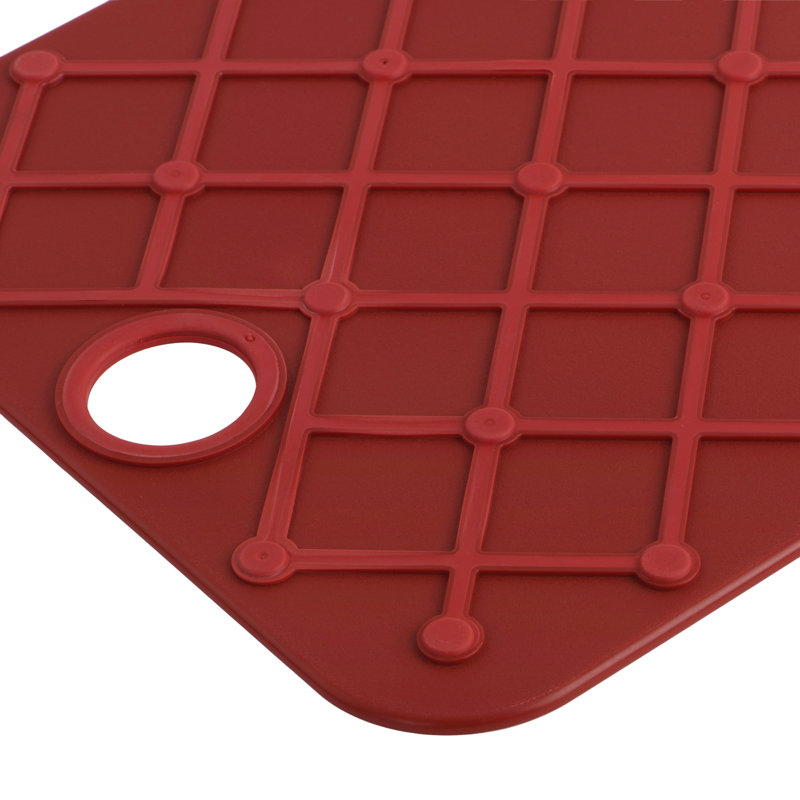 Red Rectangular Non-Slip Poly Cutting Board, 14" x 11"