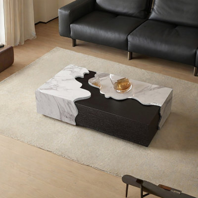 Creative rectangular marble end table