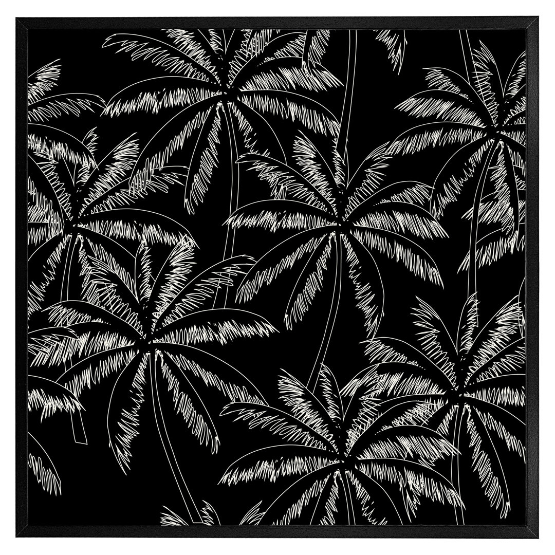 Aarohi White Palm Trees on Black - Single Picture Frame Art Prints
