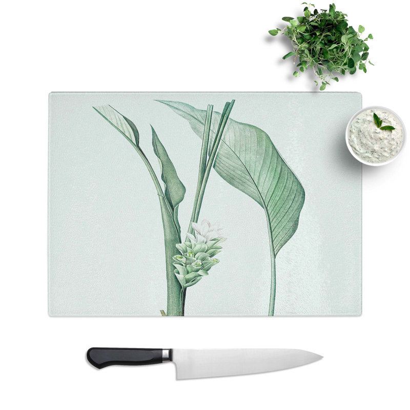 Tempered Glass Tumeric Flowers by Pierre-Joseph Redoute Cutting Board, 28.5 cm W x 20 cm L