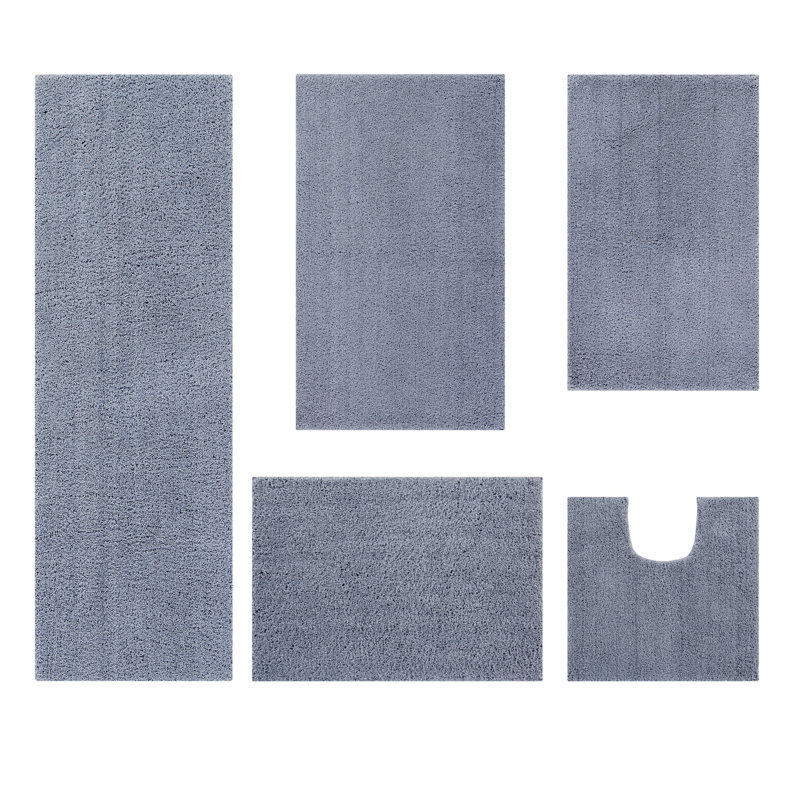Ensemble de tapis de salle de bain 5 pièces Adrine, Gris