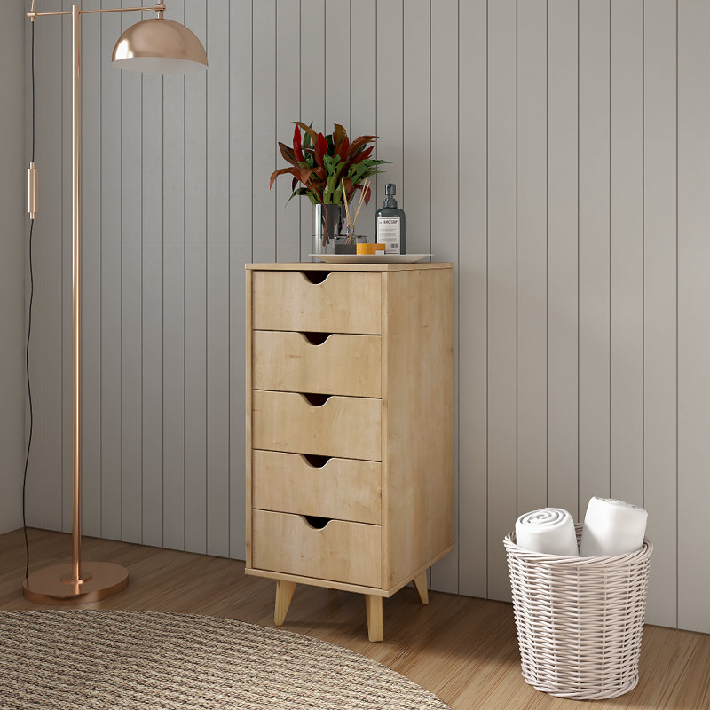 Bobbi-Rose 16'' W 5 - Drawer Dresser, Brown