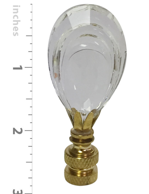 Flat Teardrop Shaped K9 Crystal Lamp Finial