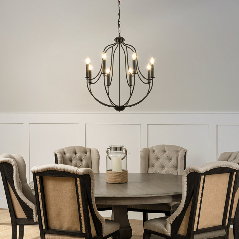 26'' 8-light Modern Classic Candelabra Chandelier Farmhouse Candle Pendant Light For Living Room Dining Room And Entryway