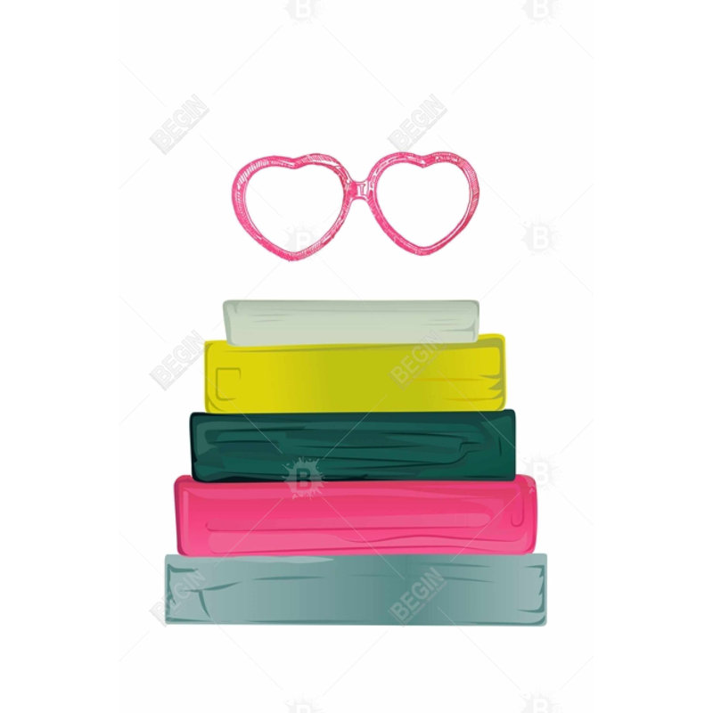 Heart shape glasses with books Bath Mat with Non-Slip Backing - Quick Dry Memory Foam Bathroom Rug - Absorbent - Modern Plush Spa-Style - Machine Washable