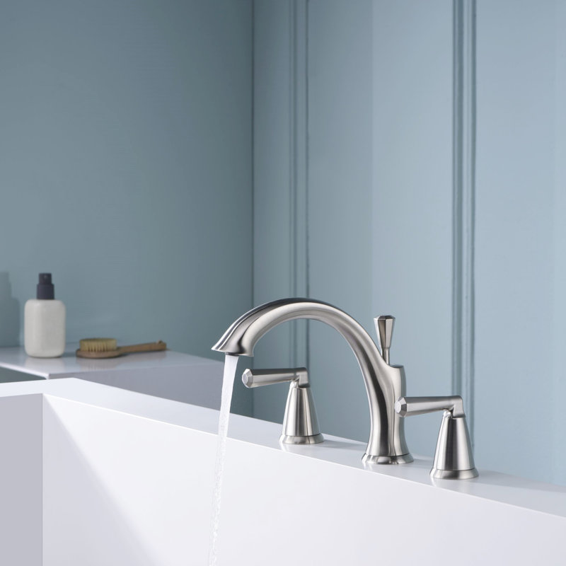 Z Collection Two-Handle Deck-Mount 8.0 gpm Roman Tub Faucet with Rough-In Valve - Brushed Nickel, Brushed Nickel