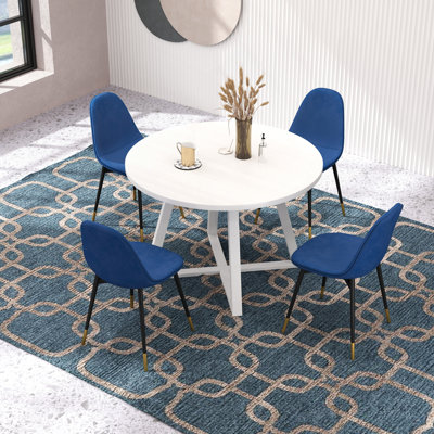 Ensemble de salle à manger rond à tréteaux avec 4 chaises élégantes Evatt