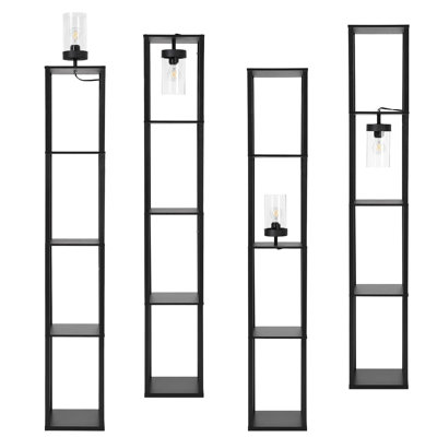 Lampe sur pied 70 po à 5 niveaux avec abat-jour en verre et ampoule DEL