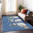 Machine Washable Indoor/Outdoor Christmas Snowman Xhevrie Navy Rug-1316458165