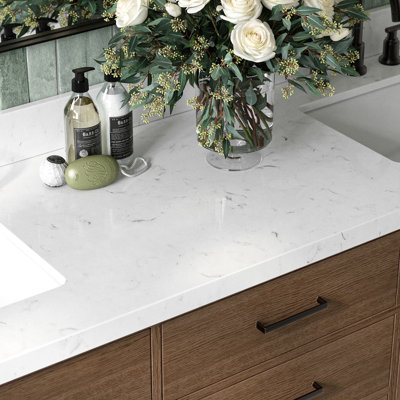 Thornaby 72'' Solid Wood Double Bathroom Vanity with 1.5'' Carrara Quartz Top