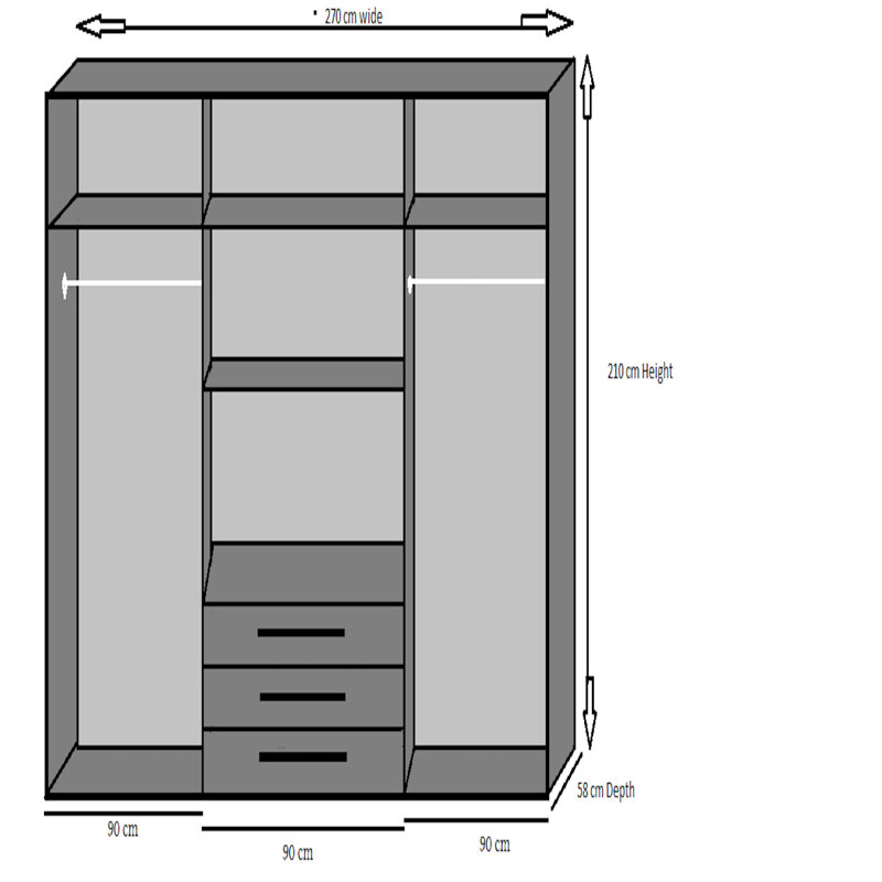 Harol 6 Door Manufactured Wood Wardrobe