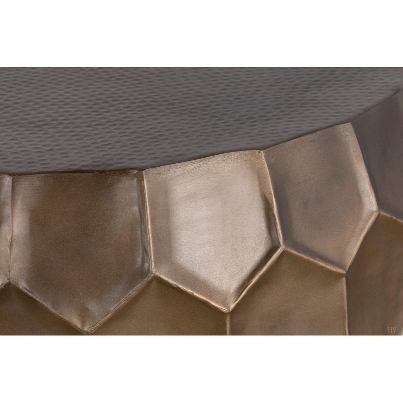 Table basse contemporaine 32 po en aluminium avec table contemporaine, sans chaises., Doré