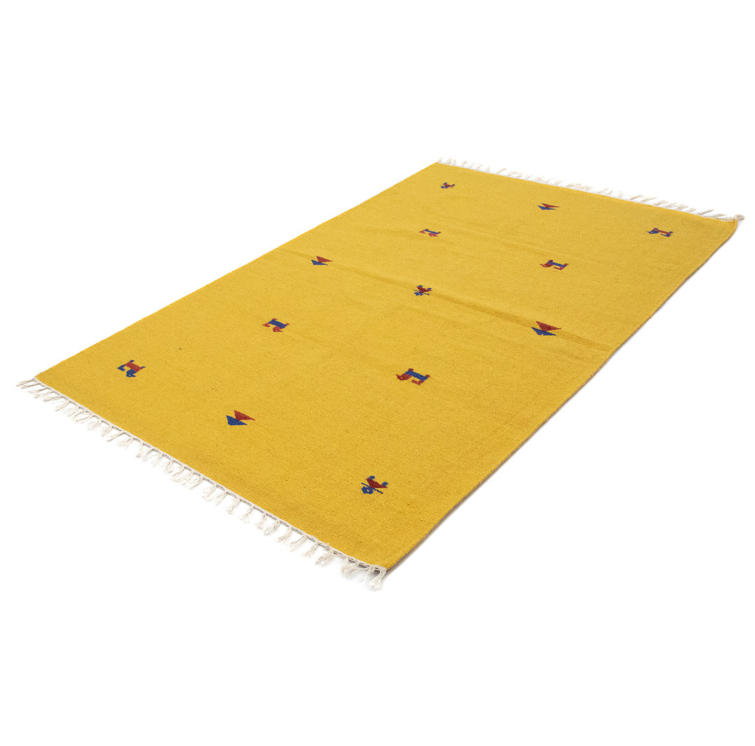 Handmade Kilim Wool Yellow Indoor/Outdoor Rug
