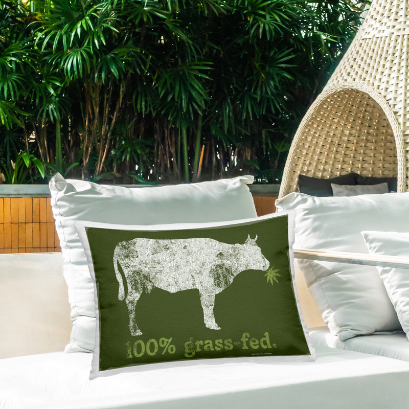 Stupell Industries Grass Fed Cow Design by Higher Learning/Life Is High Outdoor Printed Pillow