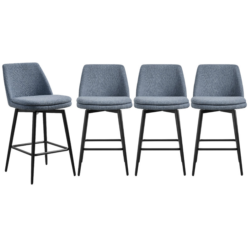 Betzalel Swivel Upholstered Counter Stool, Blue, 4