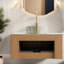 Meuble-lavabo suspendu moderne avec lavabo, en céramique et pierre frittée, style naturel