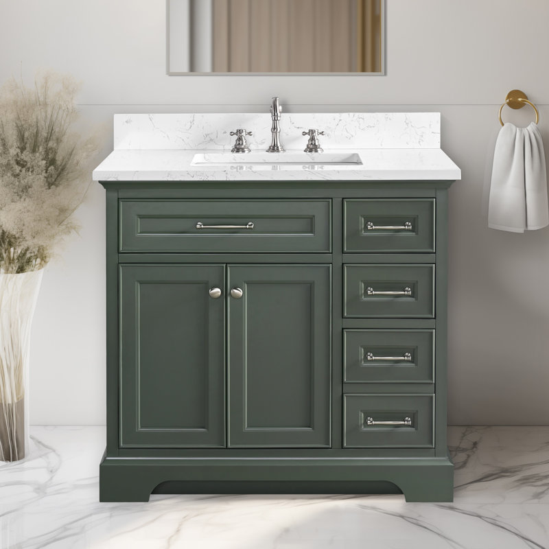 Aanayah 36" Single Bathroom Vanity Set, Vintage Green
