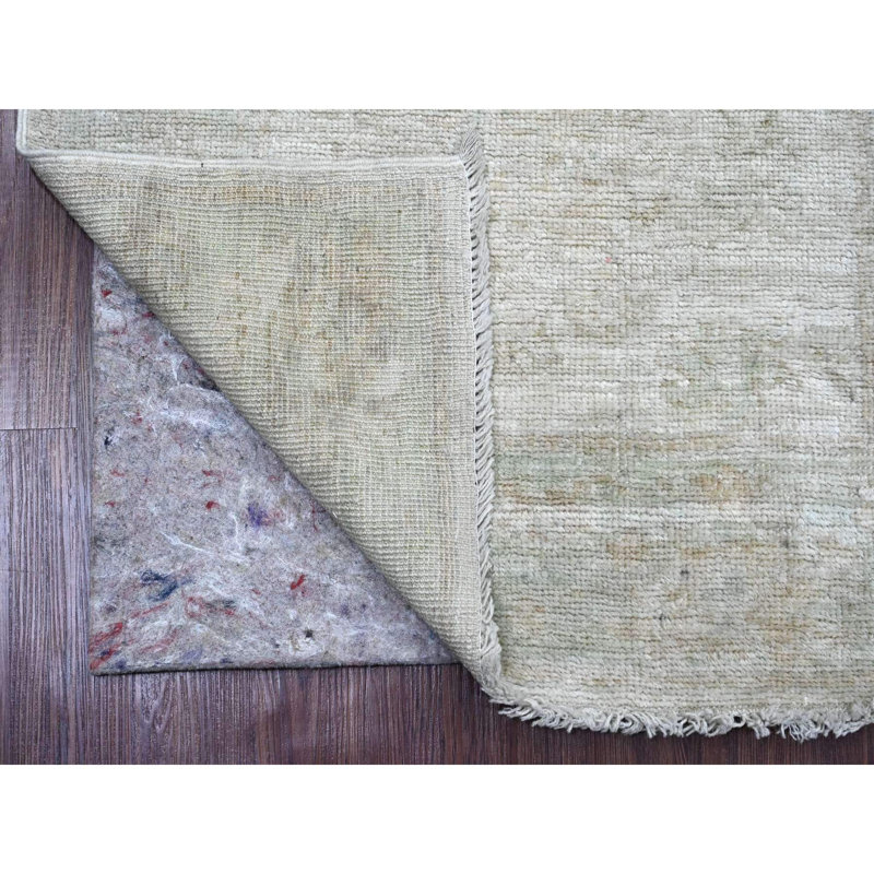 Tapis de couloir blanc en laine noué à la main 2 pi 10 po x 11 pi 5 po Angora 02043C0ED134437CB4F4CF2EB1976555