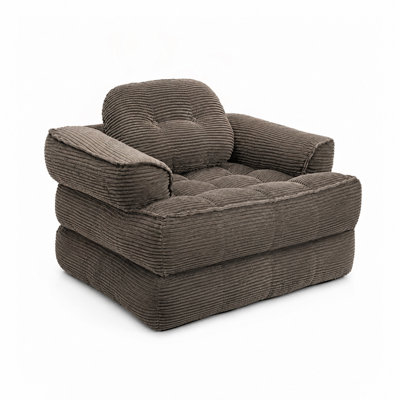 Folding Sofa Bed with Corduroy Fabric and 2-in-1 Convertible Design