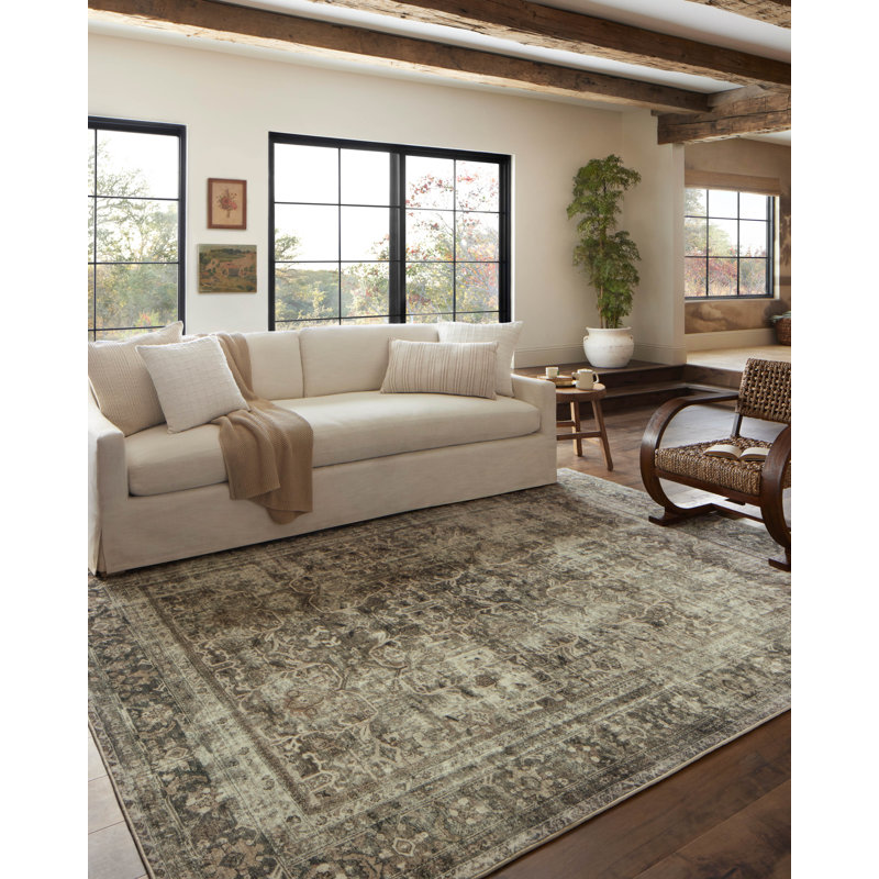 Magnolia Home By Joanna Gaines X Loloi Sinclair Machine Washable Pebble / Taupe Area Rug, Rectangle 8'6" x 11'6"